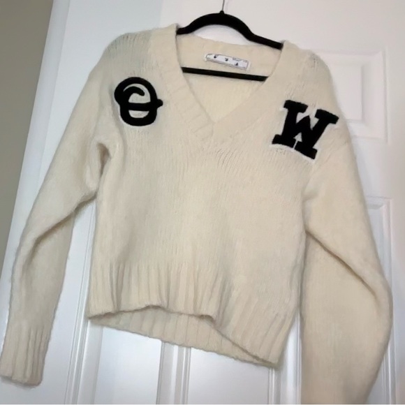 Off-White Cream Sweater with Black Lettering (OW) - Picture 3 of 7